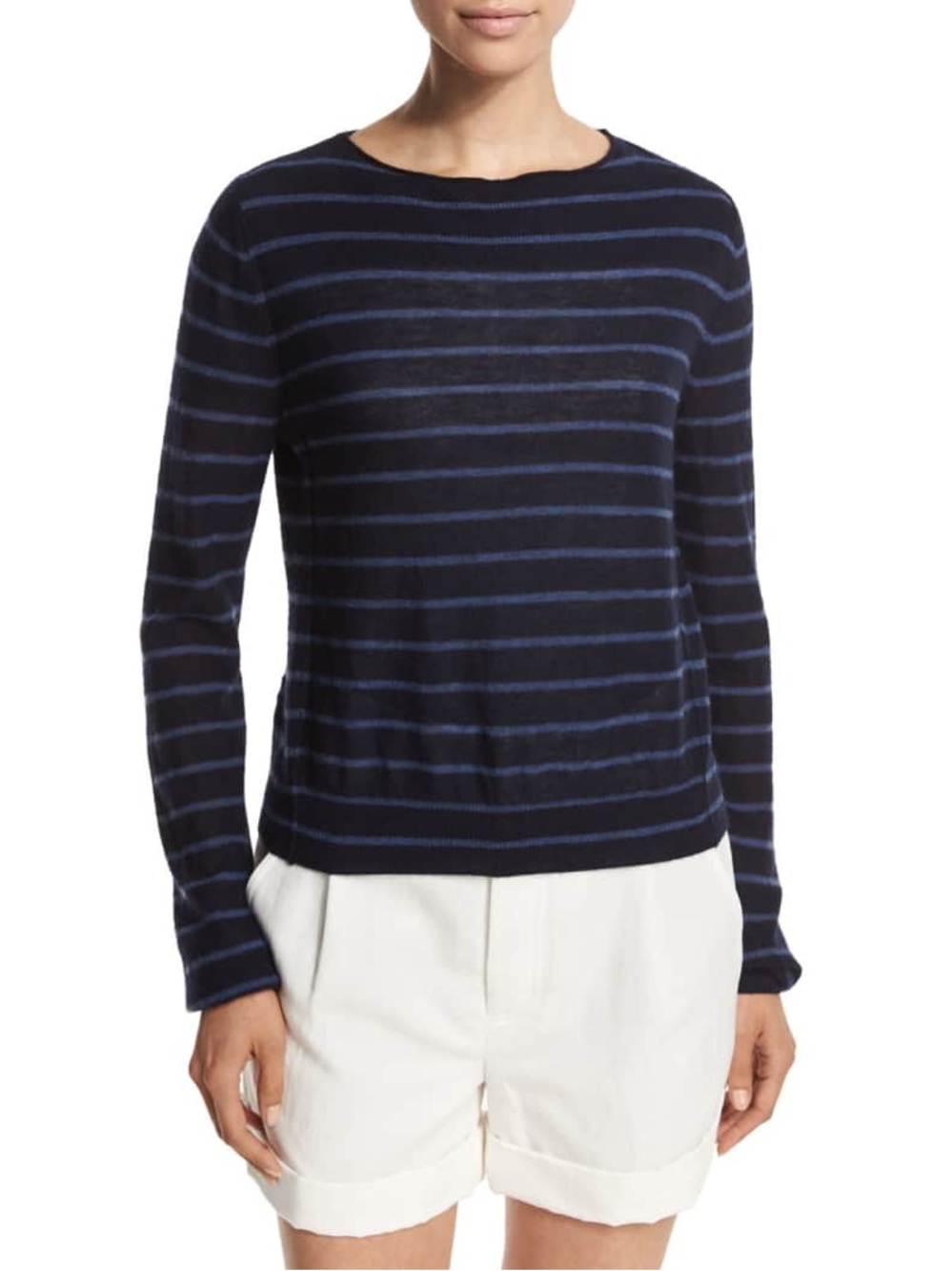 Vince. Striped Cashmere Boat-Neck Sweater XS Classic Minimalist Quiet Luxury Top